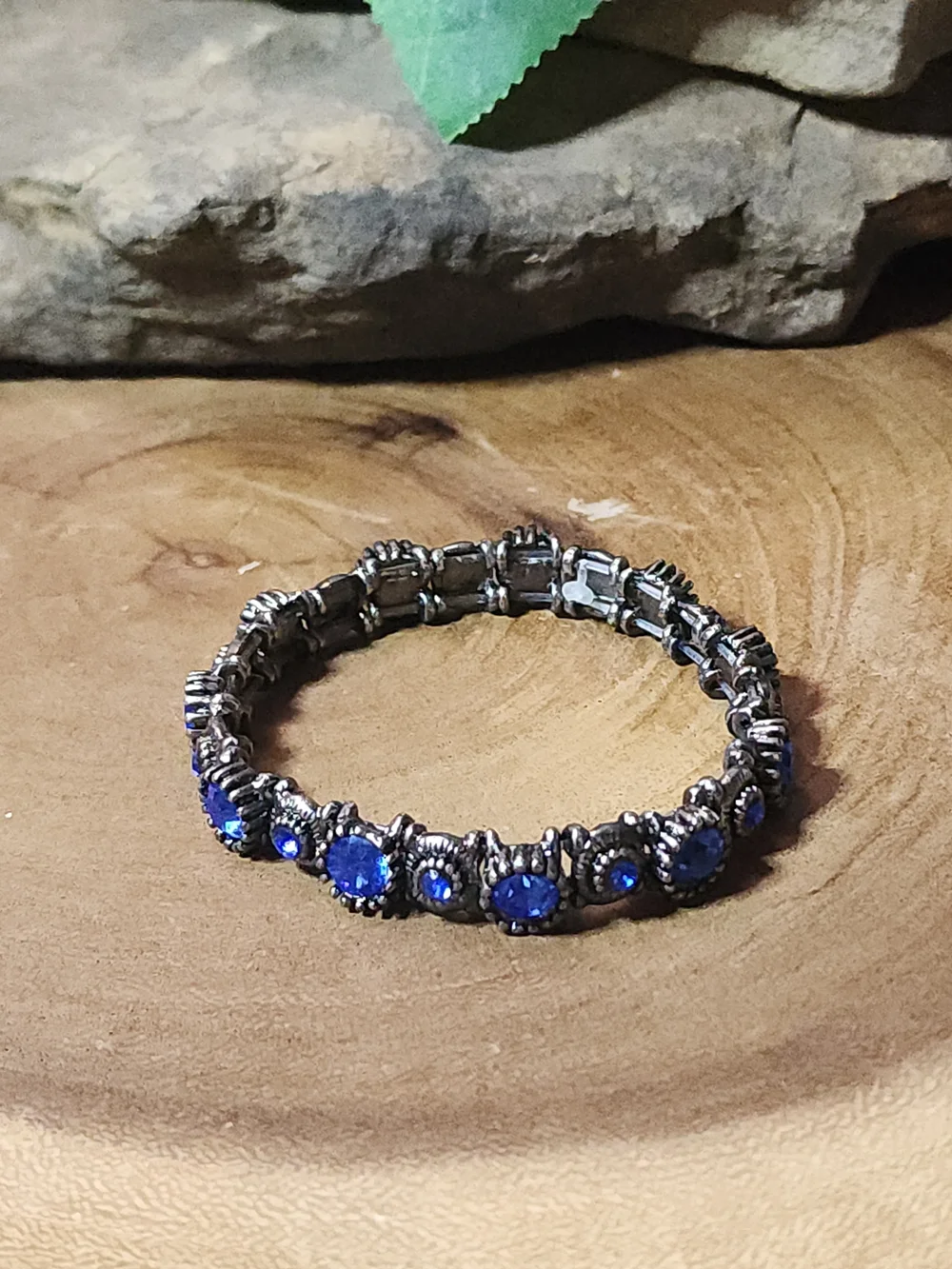 Vintage Blue Crystal Stretch Bracelet